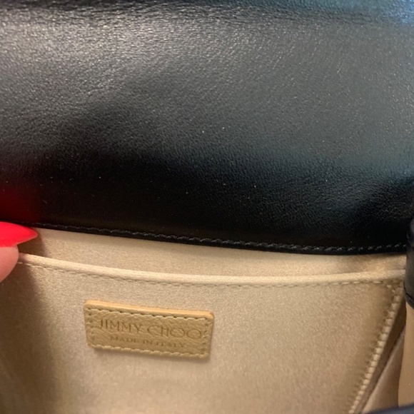 Jimmy Choo Pink/Black/Gold Leather Snakeprint Handbag - Picture 9 of 10